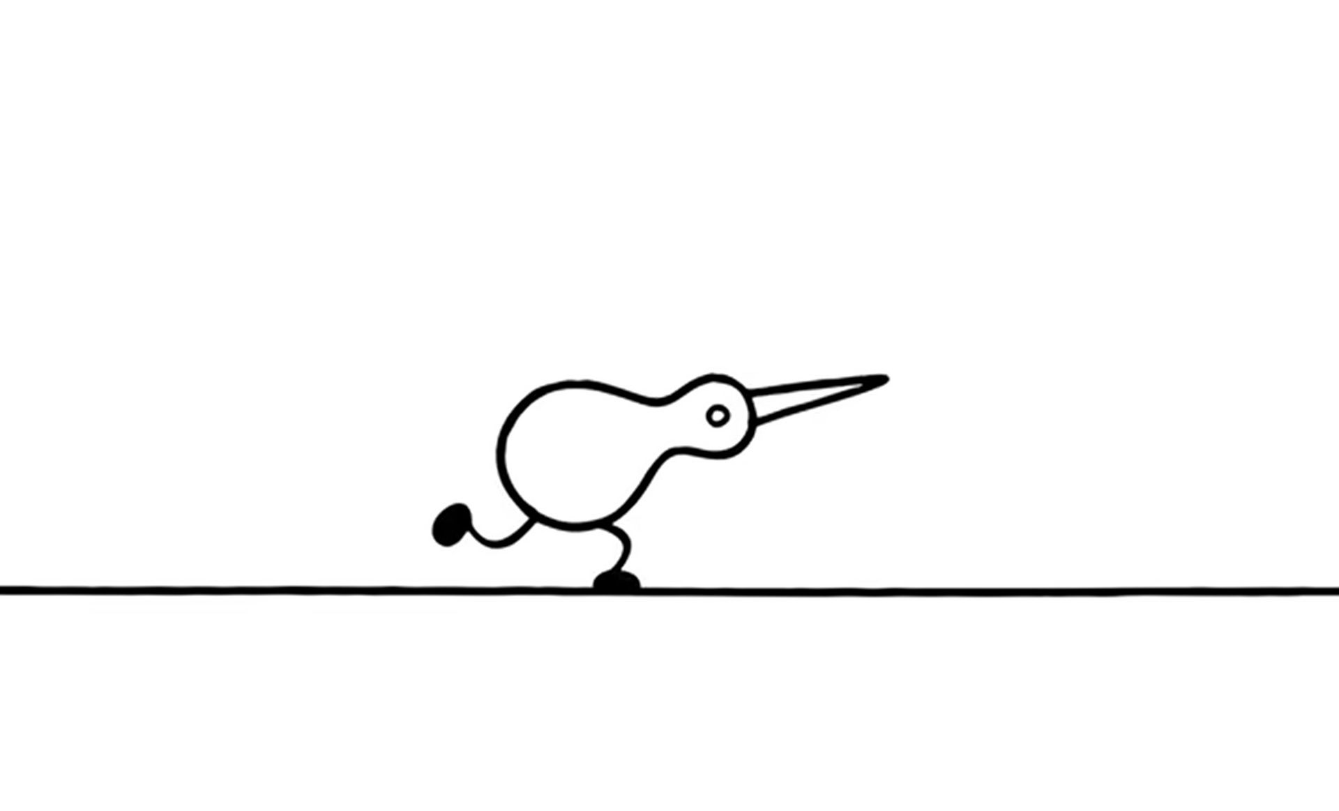 Graphic representation of a kiwi bird.