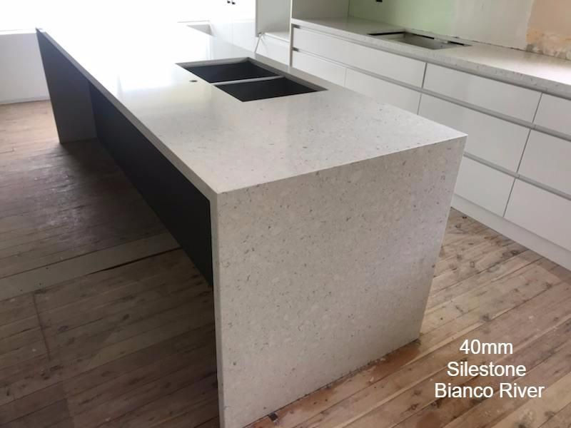 A Kitchen with A Large Island and Two Sinks — Thats Tops by Design in Taminda, NSW