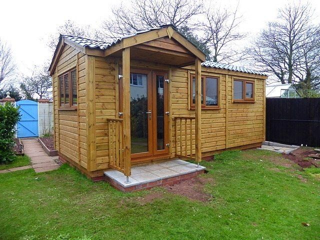 The office garden room with overhang entrance