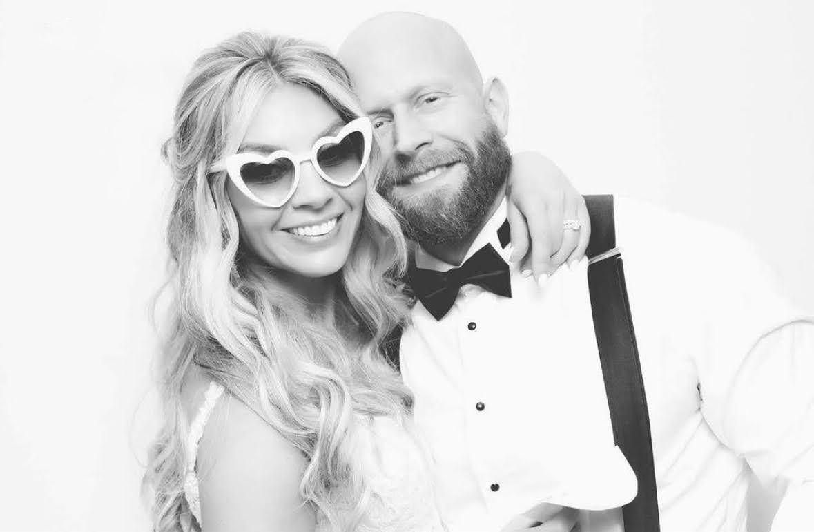 Black and white glam photo booth with custom backdrop in Perth Amboy, NJ