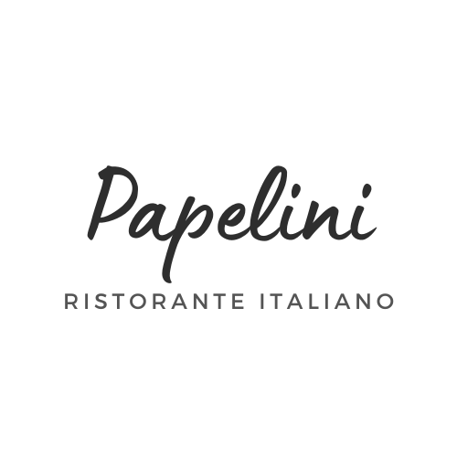 Logo du restaurant italien Papelini, police cursive, texte noir sur fond blanc.