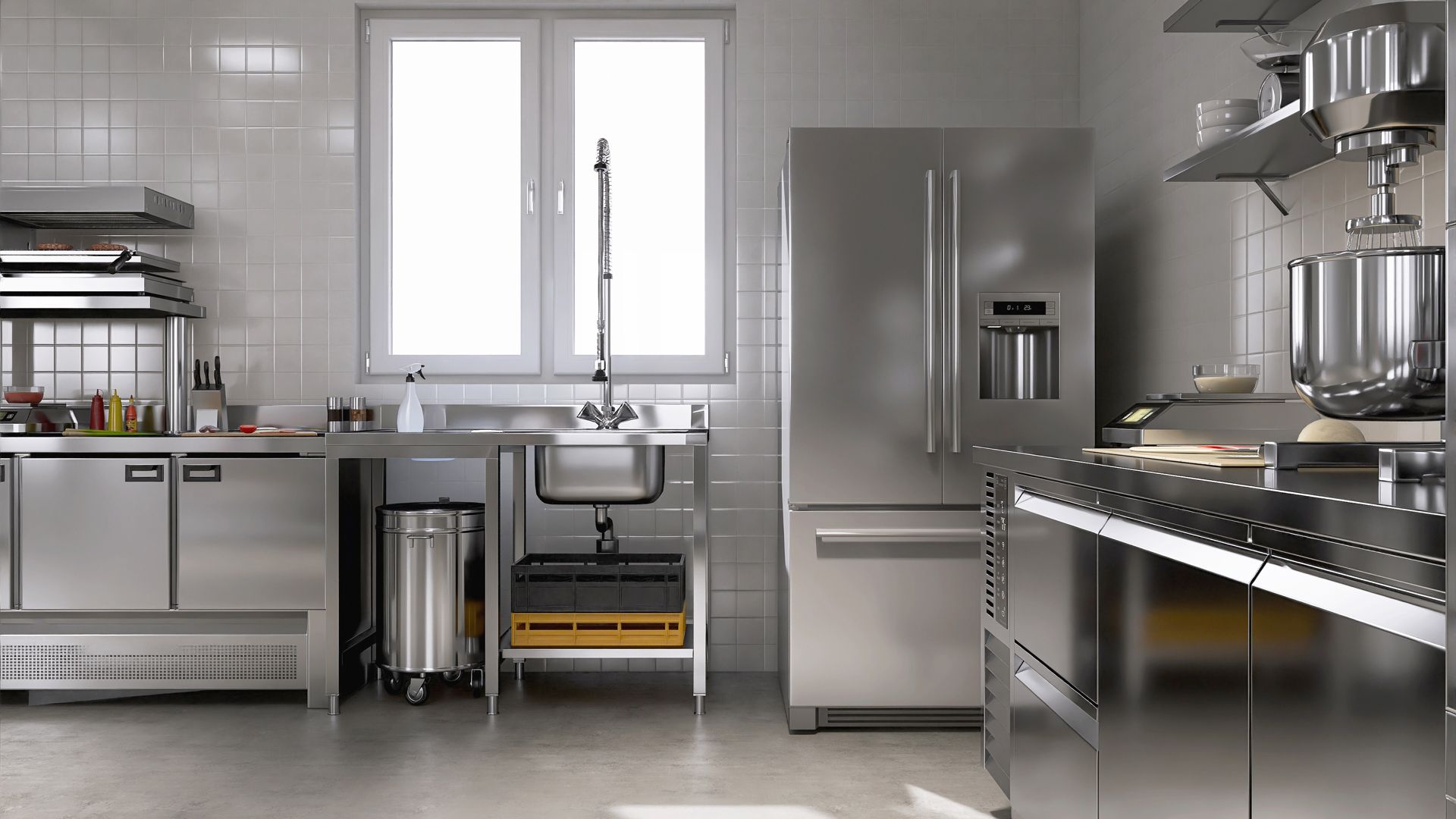 A kitchen with stainless steel appliances and a sink