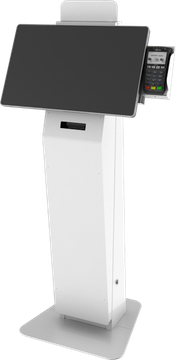 the Austin Payment Kiosk in white with a computer in landscape orientation