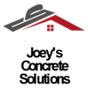 Logo for Joey's Concrete Solutions: trowel shape over a red roof with a small window; text below.
