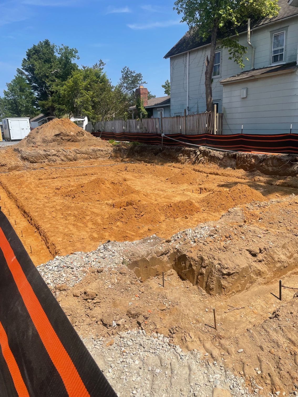 View of the start of a foundation for a house build.