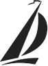 Logo stilizzato di una barca a vela nera con vela curva su sfondo bianco.