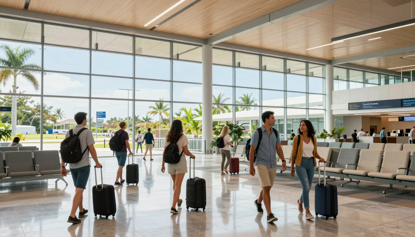 Voyageur serein à l'aéroport de La Tontouta en Nouvelle-Calédonie