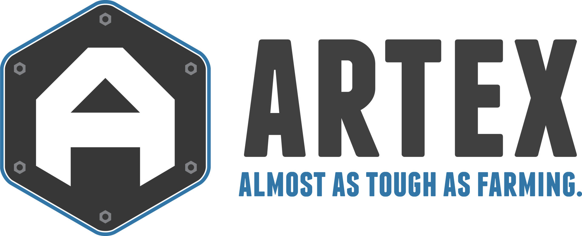 A logo for artex almost as tough as farming
