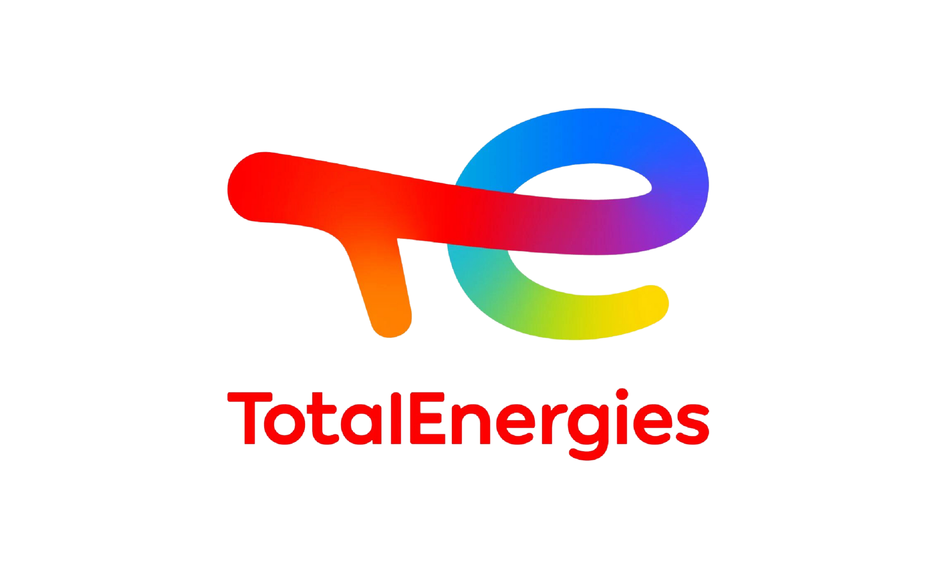 Le logo totalenergies est un logo de couleur arc-en-ciel sur fond blanc.