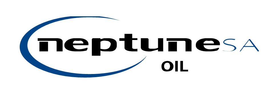 Le logo de Neptune SA Oil est bleu et blanc.