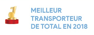 A logo that says meilleur transporteur de total en 2018