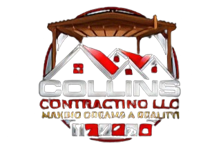 Logo for Collins Contracting LLC featuring a wooden gazebo above a house, with "Making Dreams a Reality" text.