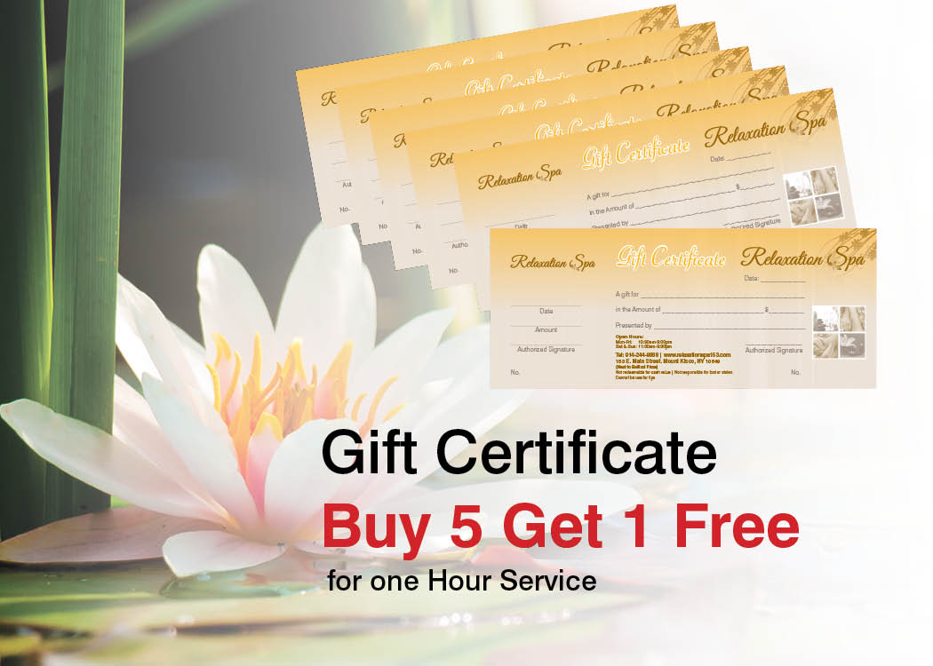 A Gift Certificate — Mount Kisco, NY — Relaxation Spa