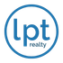 Blue and white logo for LPT Realty, featuring blue initials 