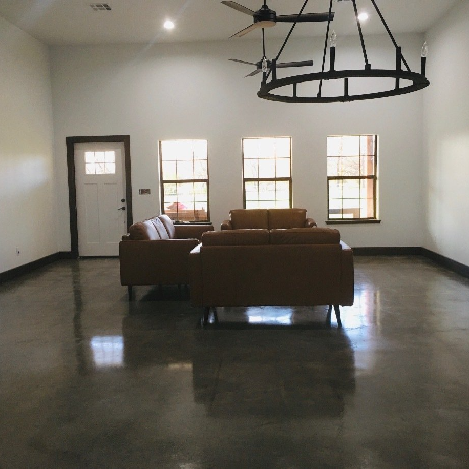 Stained concrete living space