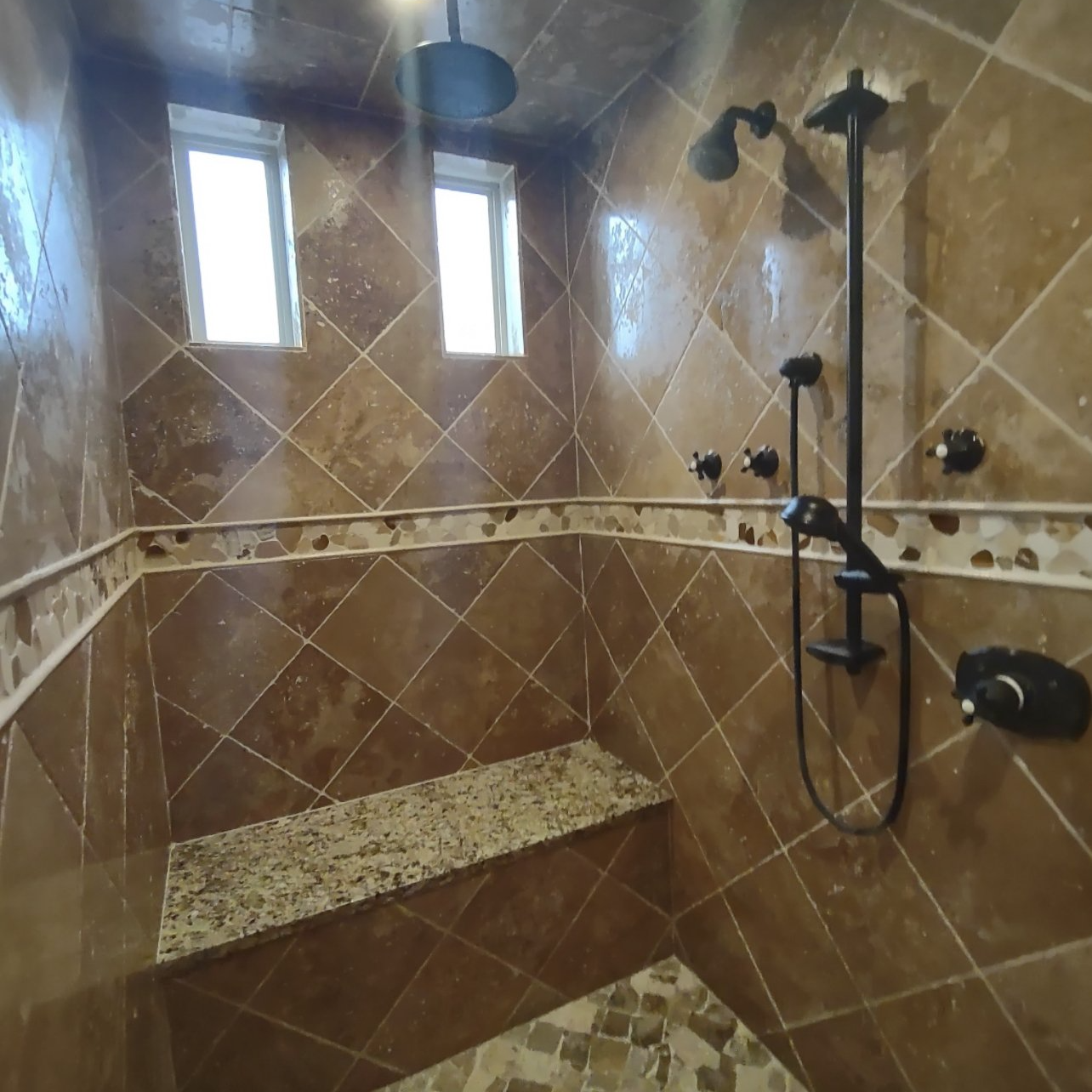 Marble tiles, shower remodel