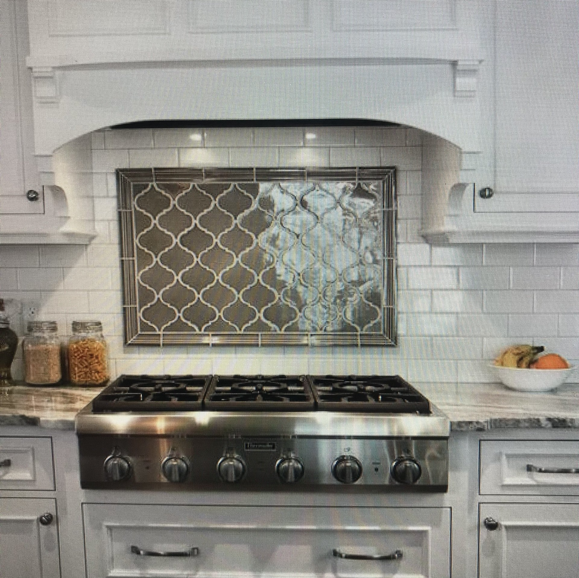 Ceramic tile backsplash, mural, subway tile