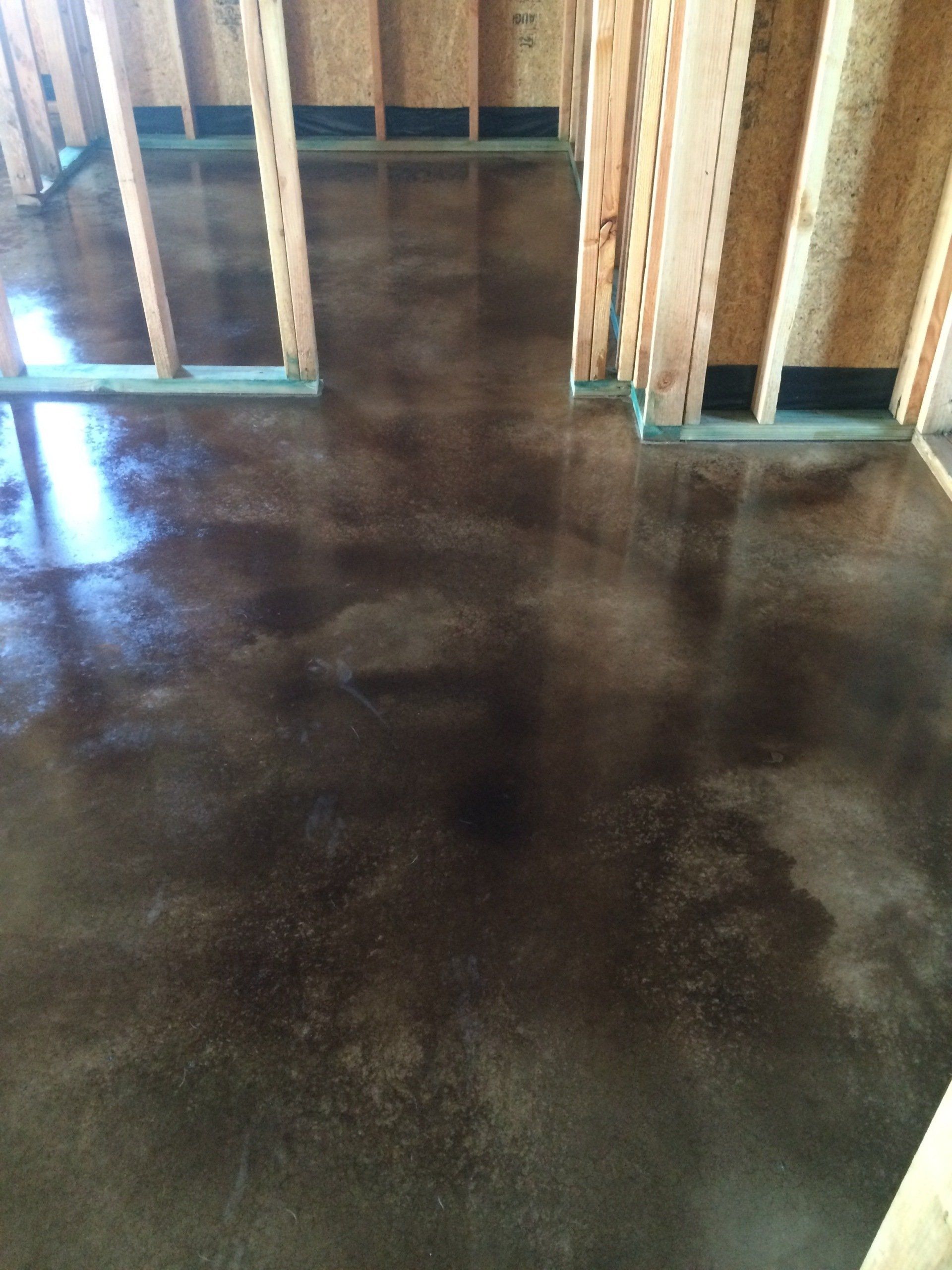 A concrete floor in a building under construction