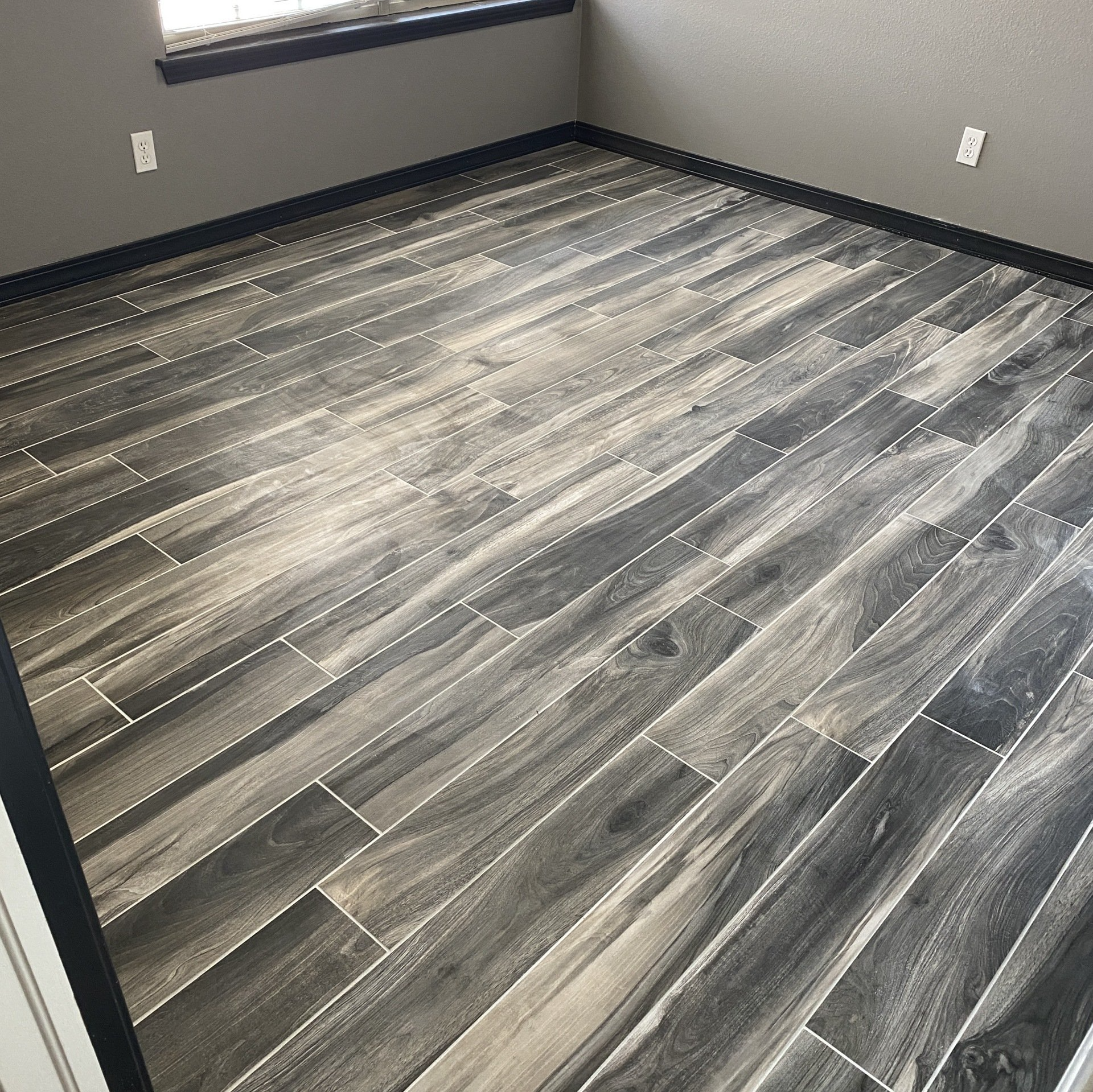 6x24 plank floor tile installed