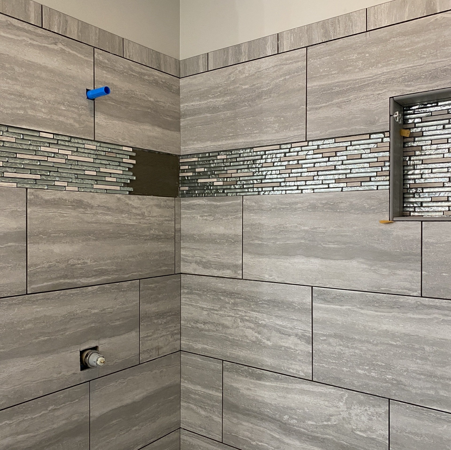 Shower tile installation bathroom
