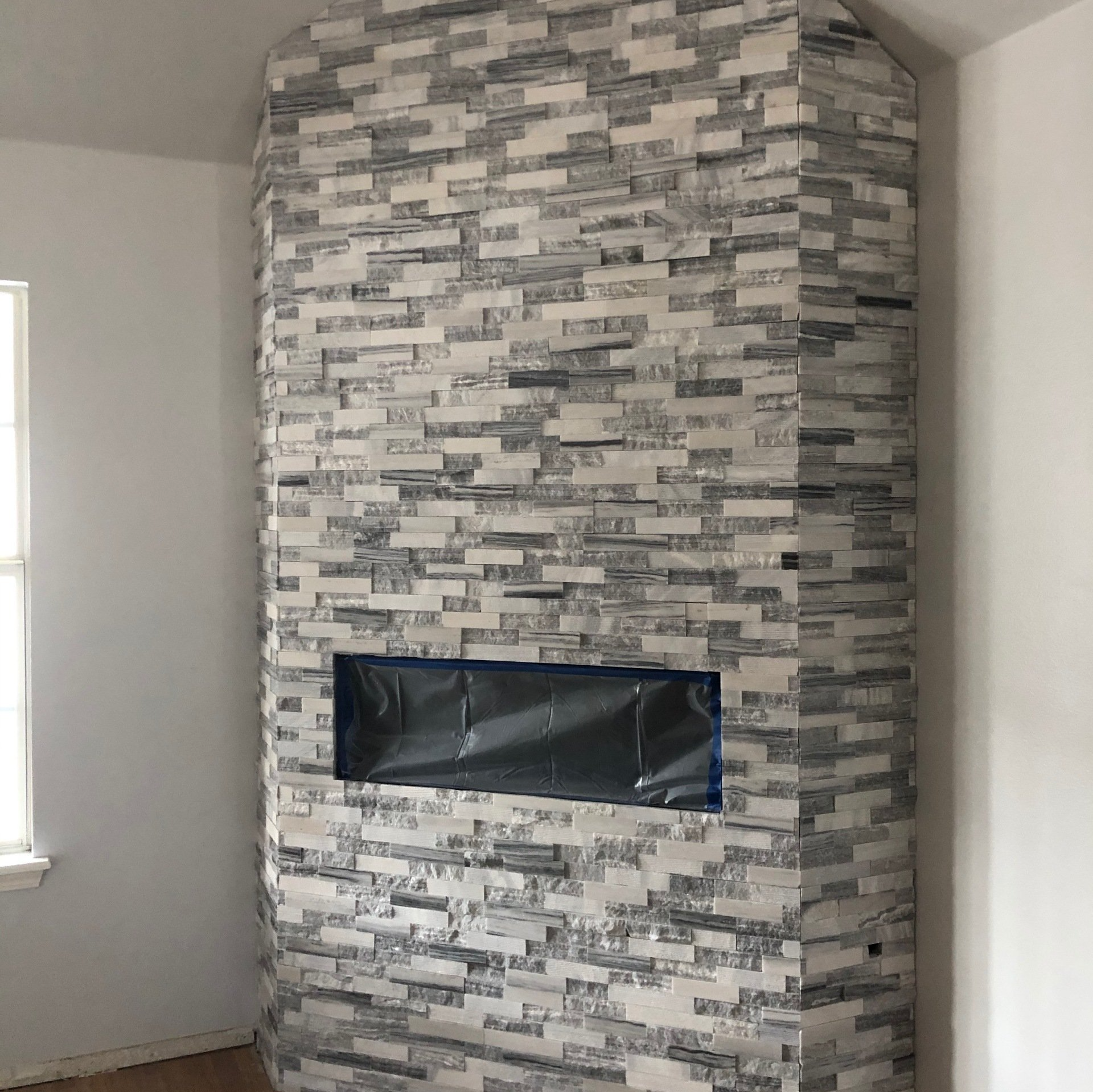 Natural stone fireplace tile