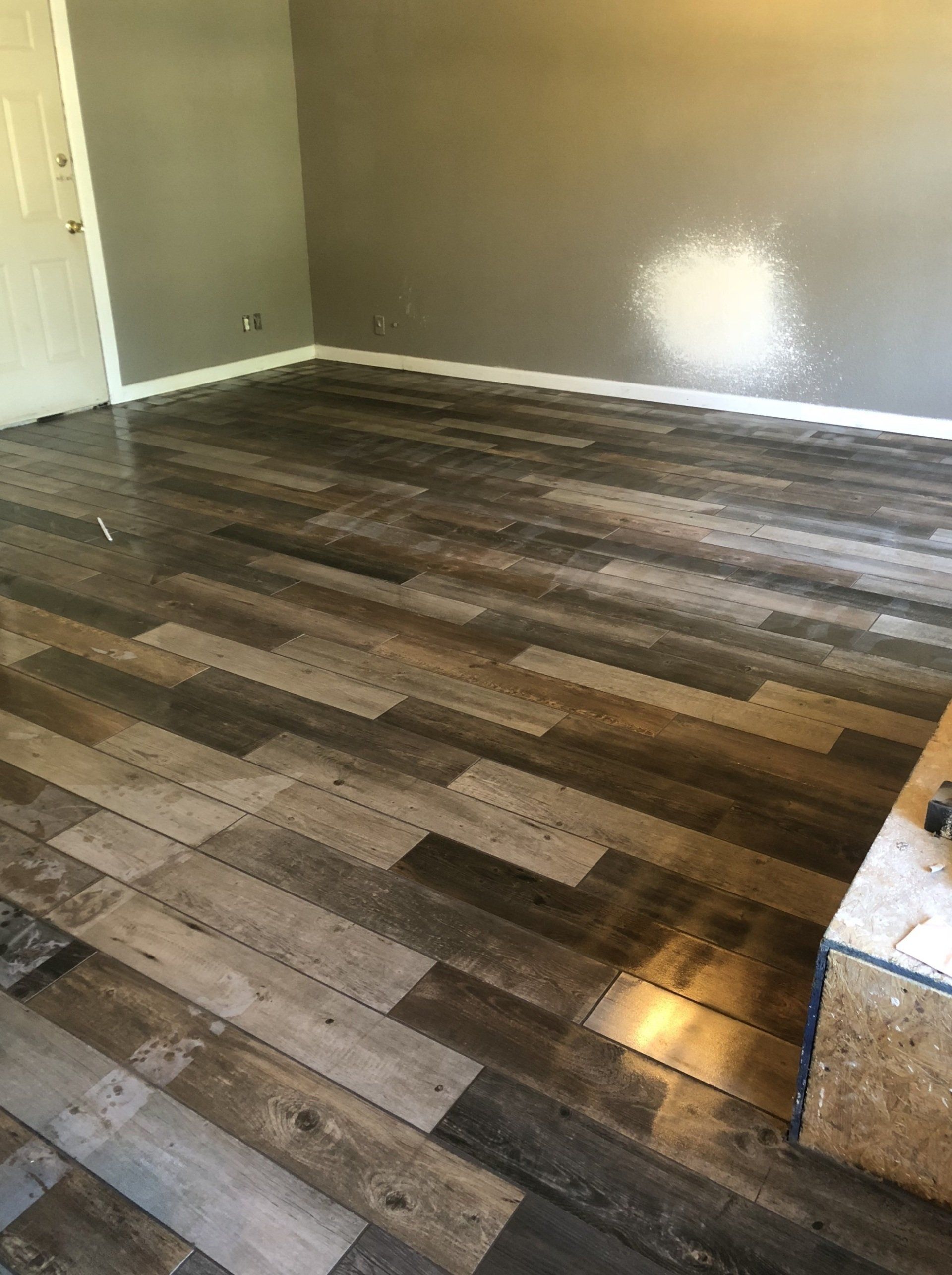 Wood look tile flooring