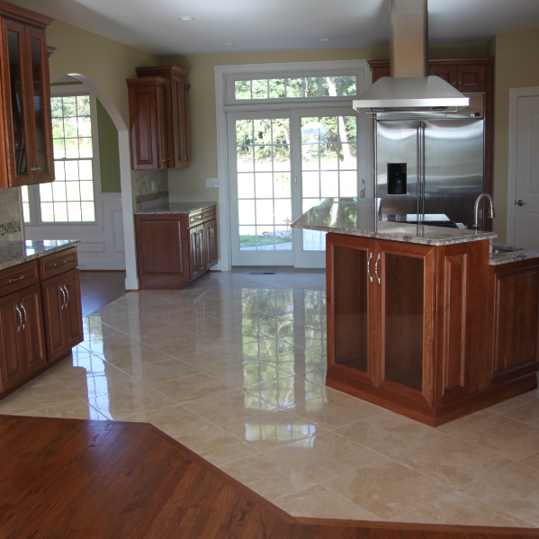Beautiful tile flooring, Kitchen remodeling