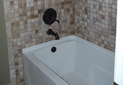 bathtub tile installed, bathroom remodel
