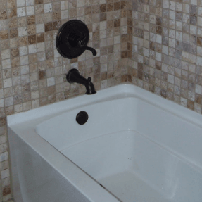 Bathtub tile installed
