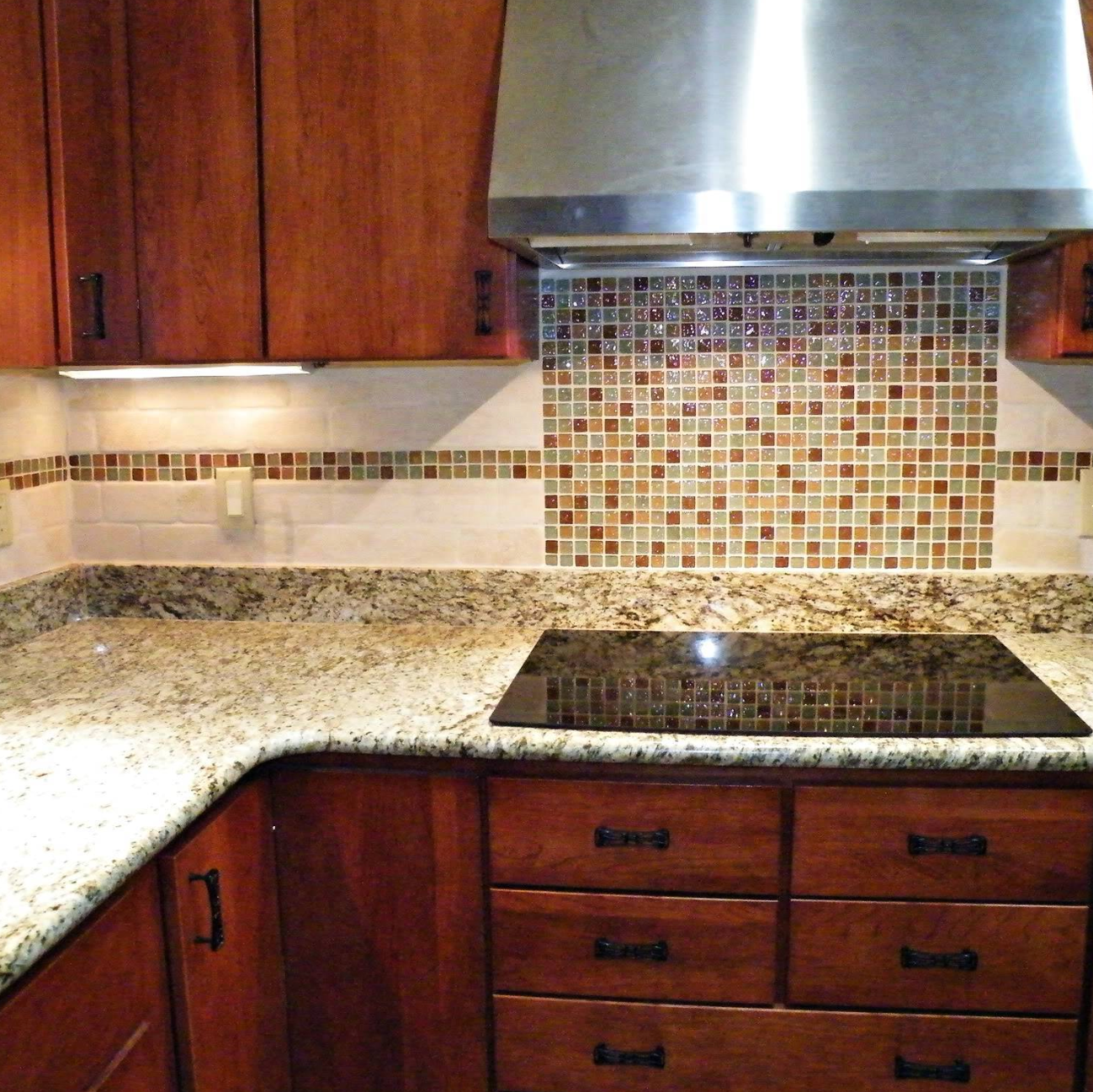 Tile backsplash, glass tile natural stone tile