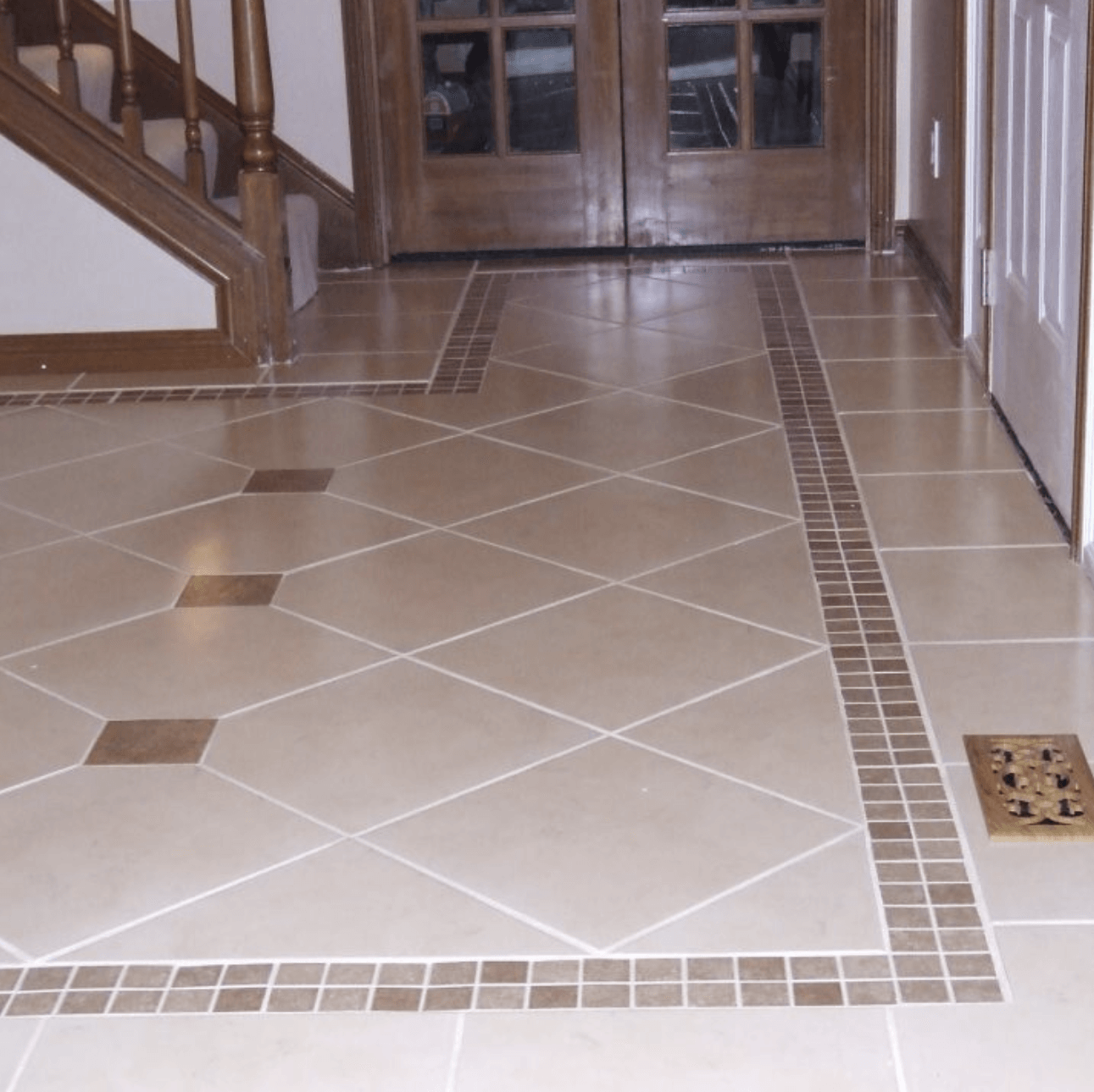 Floor tile installation, mosaic border