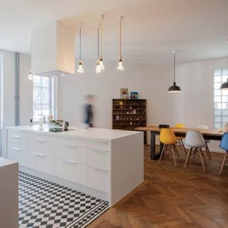 Herringbone pattern wood flooring
