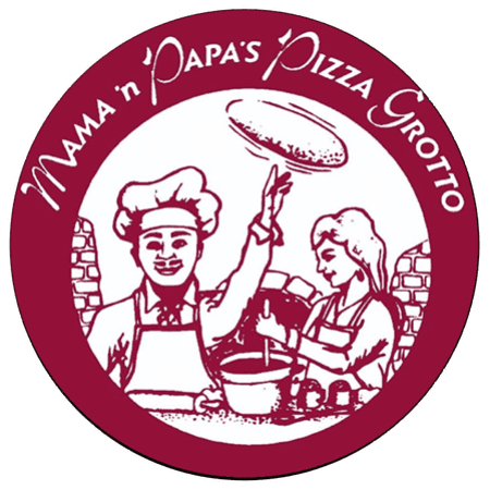 mama n papas pizza grotto logo