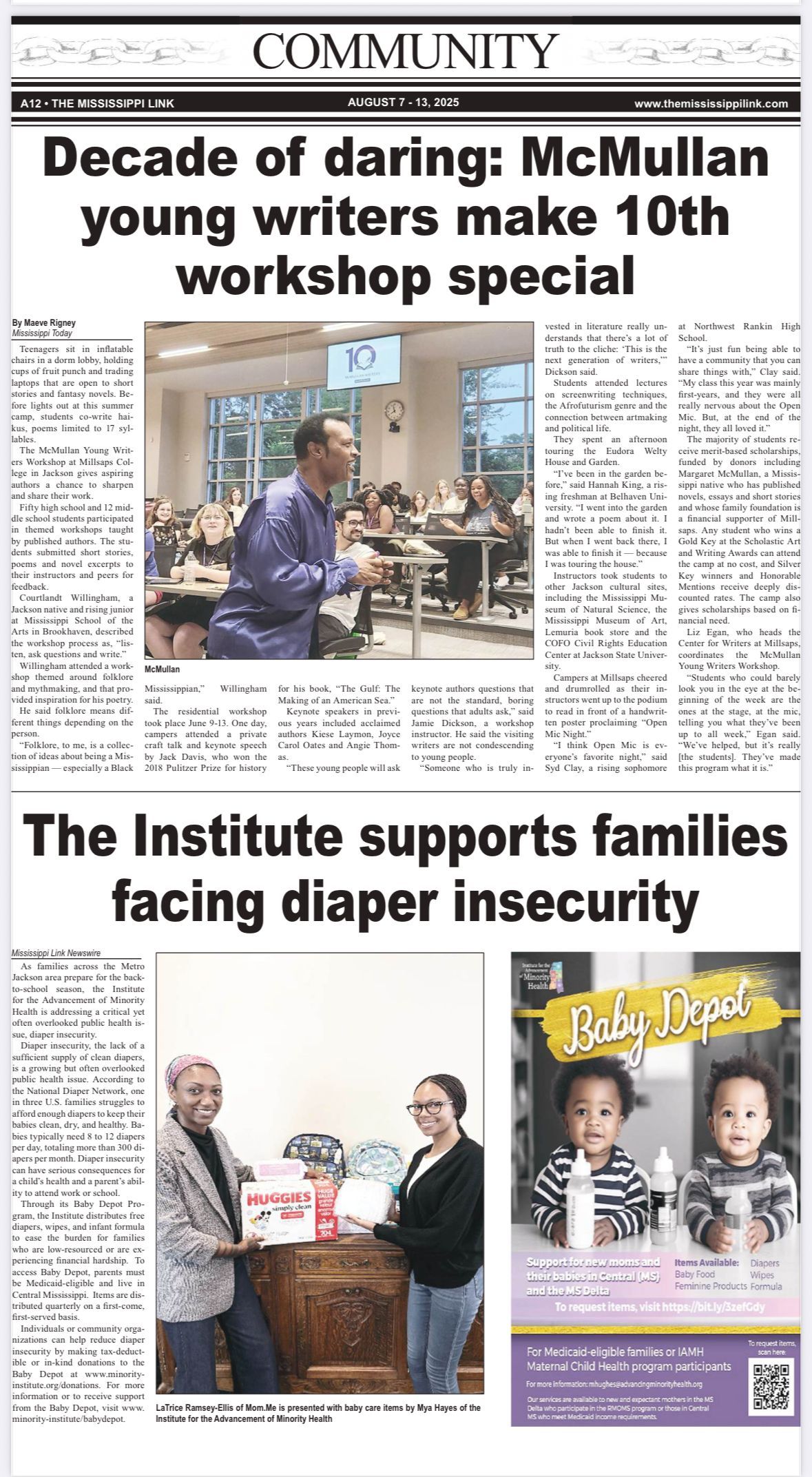 The Institute supports families facing diaper insecurity.