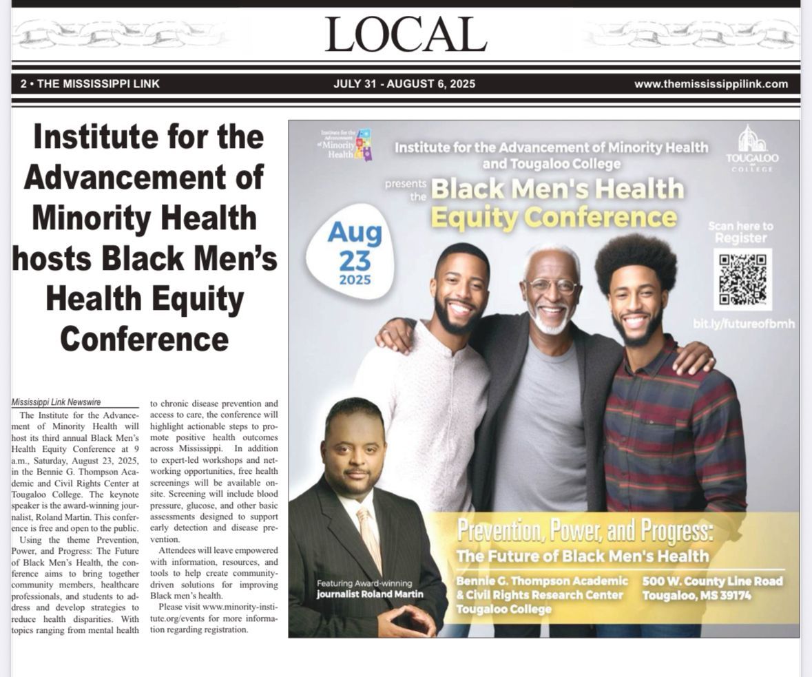 Institute for the Advancement of Minority Health hosts Black Men's Health Equity Conference. 