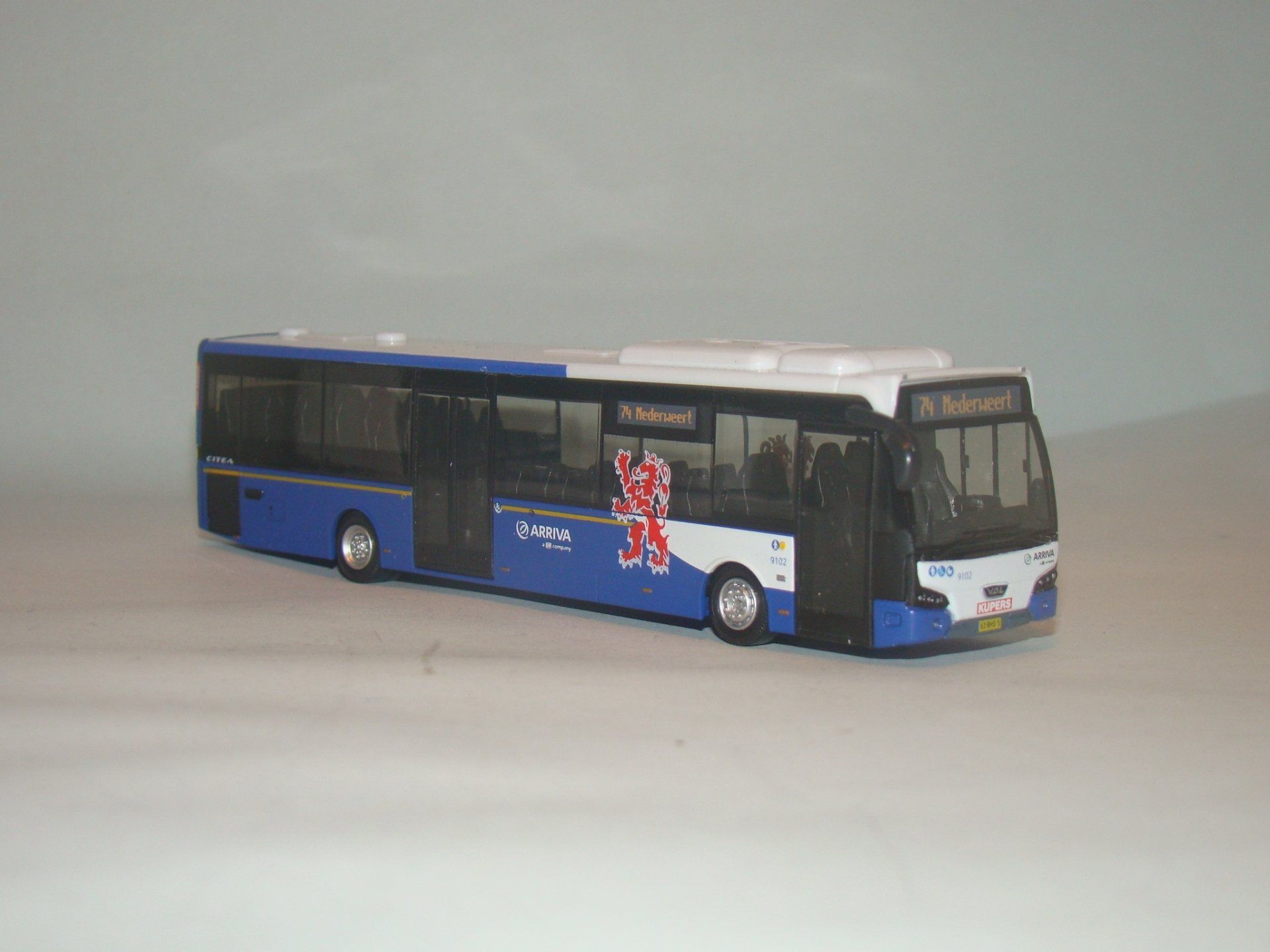 Arriva Limburg, Holland OTO, VDL LLE, Lijn 74 Nederweert, achterzijde - Oplage 100 st,