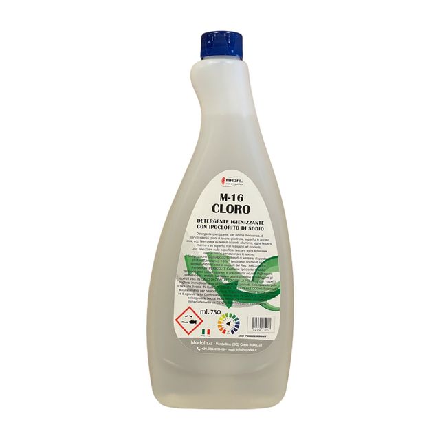 M16 Cloro Detergente Igienizzante Con Ipoclorito Di Sodio 750Ml