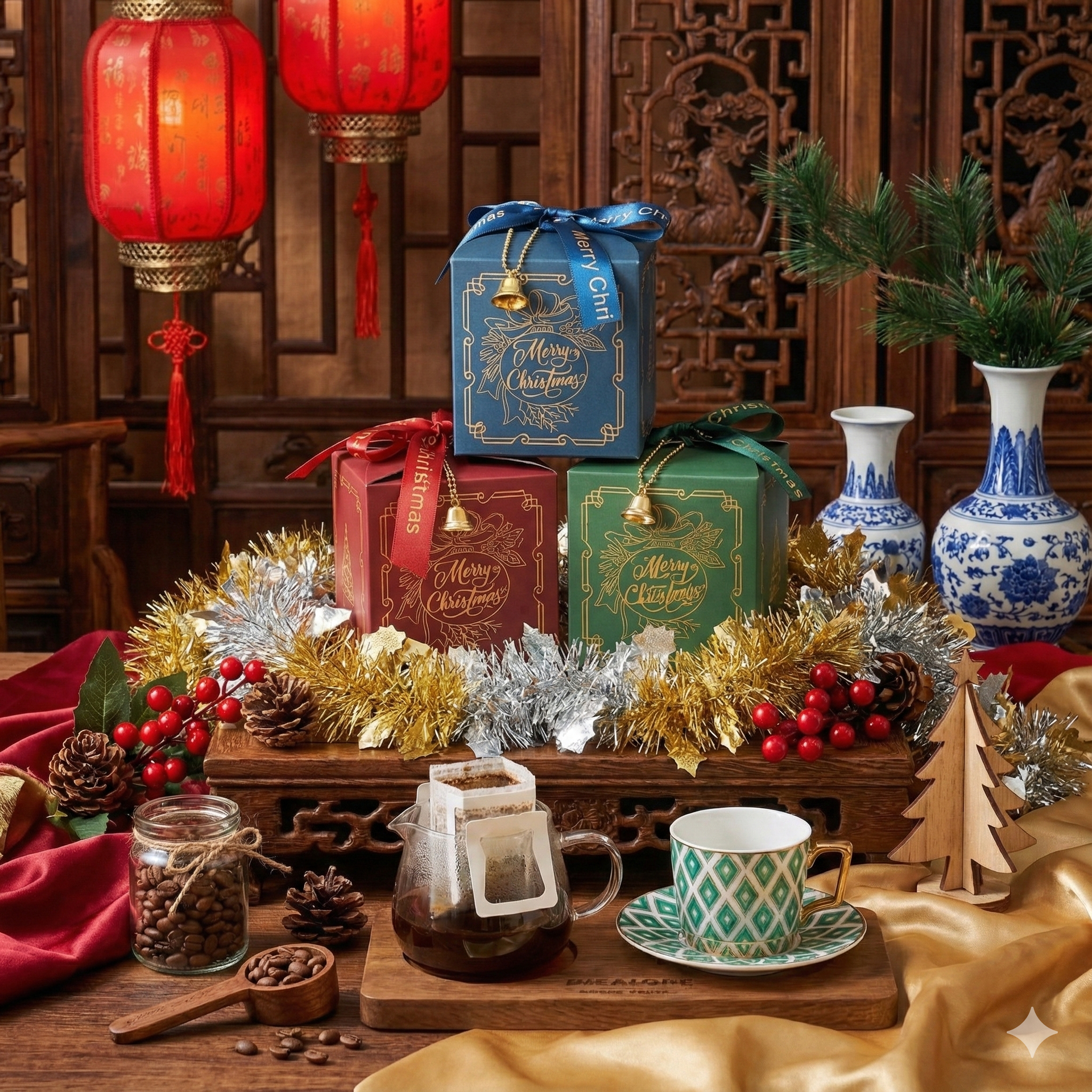 馮貴人-聖誕節交換禮物小禮盒 (耶加雪菲濾掛咖啡*5)