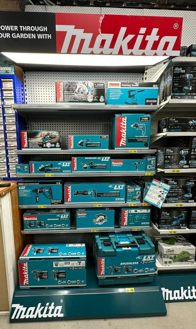 A Display Of Makita Tools In A Store — Laurieton Warehouse in Laurieton, NSW