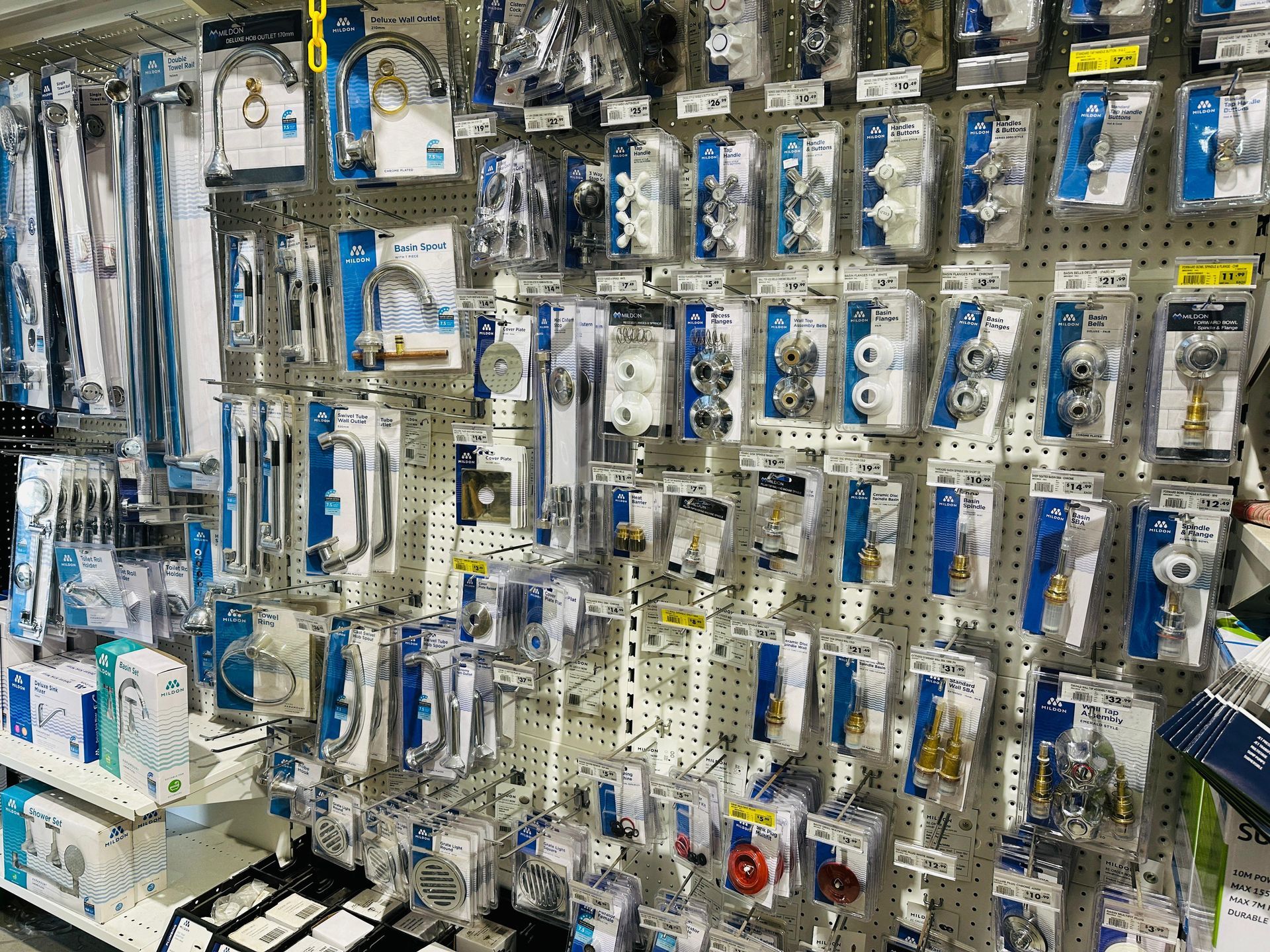 A Store Display Of A Variety Of Bathroom Supplies — Laurieton Warehouse in Laurieton, NSW
