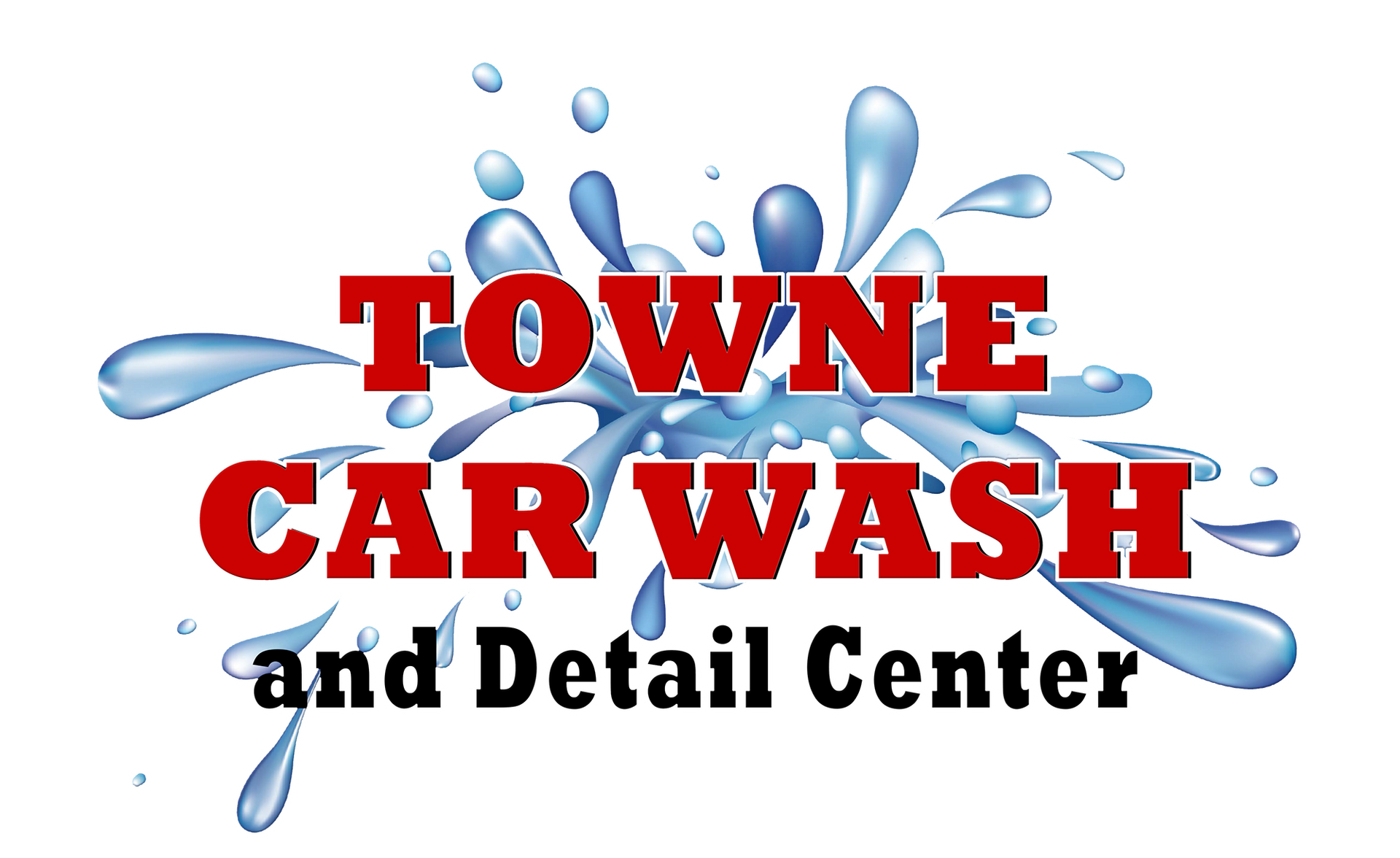 A logo for towne car wash and detail center
