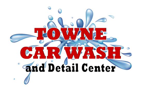 A logo for towne car wash and detail center