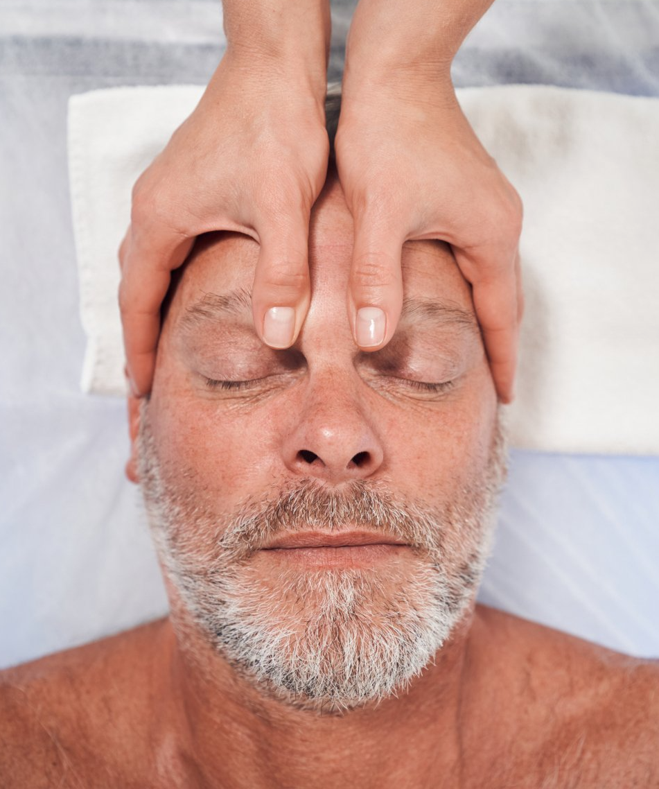 a man getting scalp massage