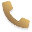 Ein goldenes Telefonsymbol auf weißem Hintergrund.