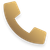 Ein goldenes Telefonsymbol auf weißem Hintergrund.