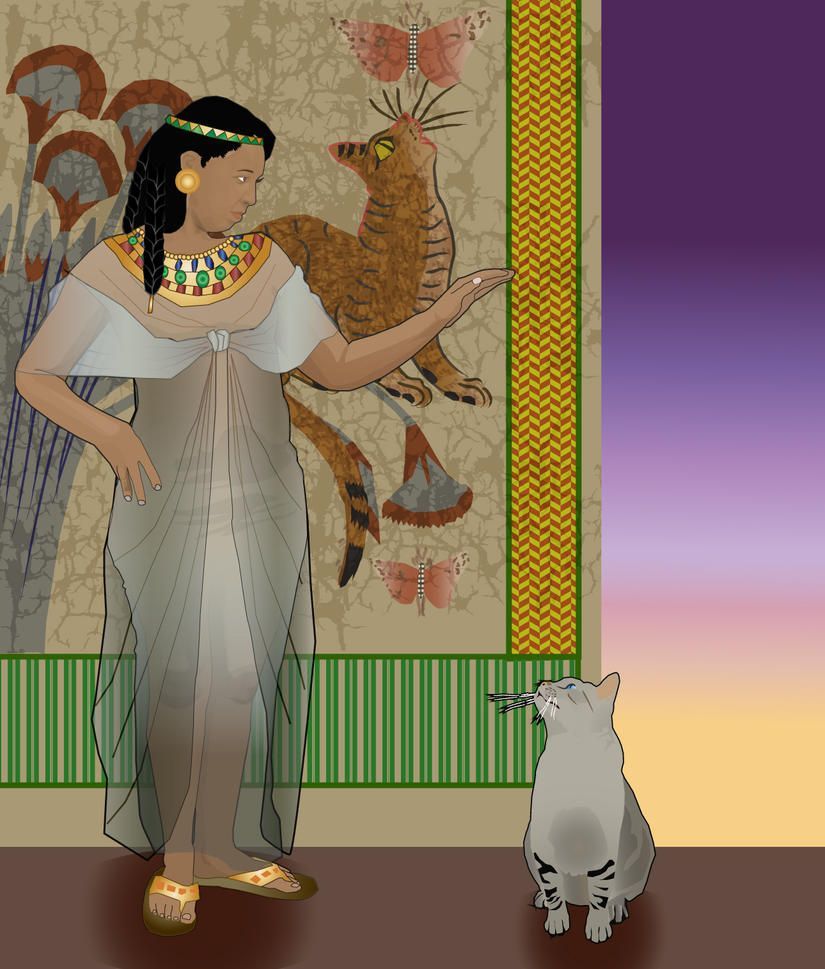 egypt lady with cat