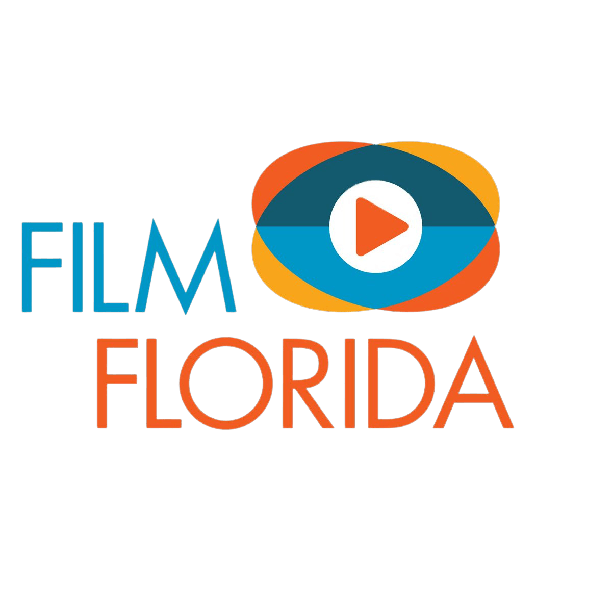 A logo for film florida with an eye and a play button