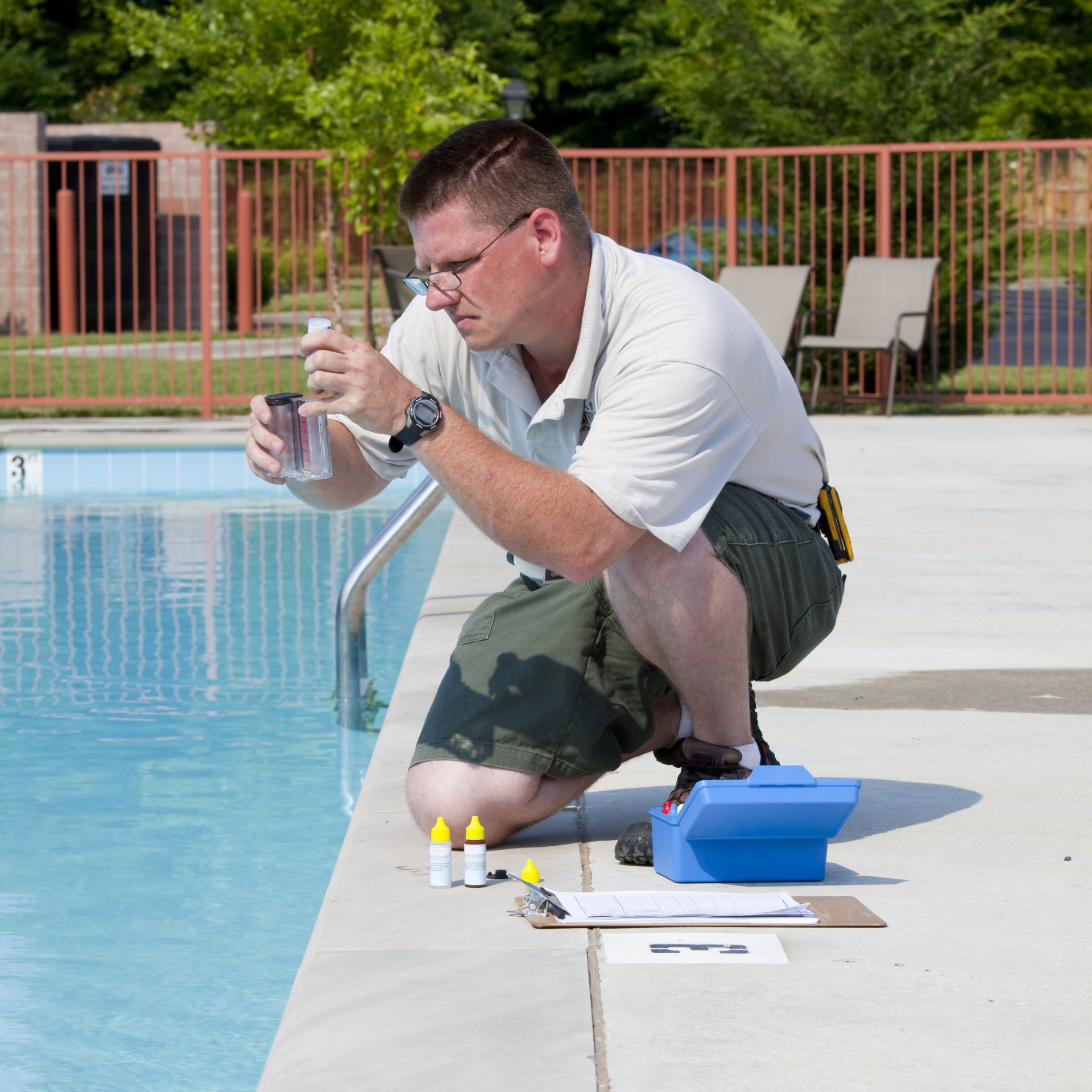 Testing pool water in Norwalk, CT