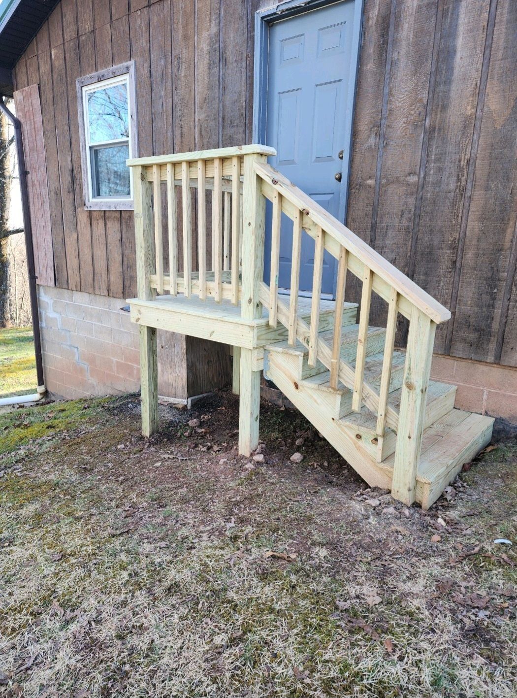 Wooden steps and landing l