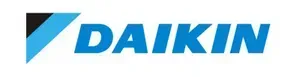 Daikin logo: A stylized blue and black triangle with the word "DAIKIN" in blue.